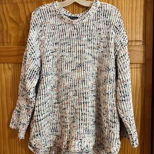 Cable & Gauge Cream Speckled Open-Knit Crewneck Sweater